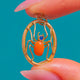 Edwardian 9ct Gold Coral Sapphire Head Spider Pendant