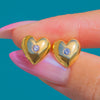 18ct Gold Diamond Puffy Heart Stud Earrings
