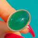 Ornate Solid 9ct Gold Green Chalcedony Cabochon Fob