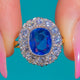 Large 18ct Gold Oval Sapphire Diamond Cluster Ring