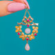 Antique 15ct Gold Opal Ruby Drop Pendant with Ribbon Top