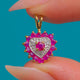 9ct Yellow & White Gold Ruby Diamond Heart Cluster Pendant