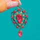 Austro-Hungarian Silver Pink Foiled Paste Pearl Drop Pendant, Locket Back