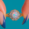Victorian 18ct Gold Opal Diamond Cluster Ring, 0.80cts Diamonds