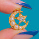 18ct Gold Pearl & Diamond Star Crescent Moon Pendant