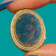 Victorian Carnelian and Bloodstone locket, Bloodstone face with red flecks and a patterned Gold border