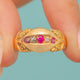 Antique 18ct Gold Ruby Diamond Gypsy Ring, c.1913