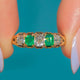 Victorian 18ct Gold Old Mine Cut Diamond Emerald Five Stone Ring, Carved Shoulders