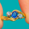 18ct Gold Ceylon Sapphire Diamond Twist Ring, 0.45ct Natural Sapphire