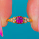 Antique 18ct Gold Pink Garnet Pearl Trefoil Ring