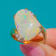 Large 14ct Gold 6.63ct Opal Diamond Twist Ring