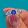 Art Deco 14ct White Gold Sapphire Diamond Trilogy Ring, Architectural Settings