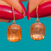Georgian 9ct Gold Foiled Peach Paste Earrings, c.1820