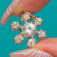 Antique Silver Paste Snowflake Charm, 9ct Gold Jump Ring