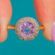 Antique 18ct Gold Pink Topaz Diamond Cluster Ring