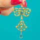 Edwardian 18ct Gold Aquamarine Pearl "Bow" Drop Pendant