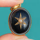 15ct Gold Banded Agate Diamond Star Pendant, Locket Back
