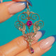 Antique 9ct Gold Rhodolite Garnet Pearl Lavalier Pendant