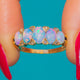 Edwardian 18ct Gold Opal Five Stone Ring, Diamond Spacers c.1902