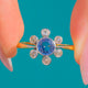Antique 18ct Gold Cornflower Sapphire Diamond Flower Ring