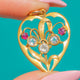 Art Nouveau 15ct Gold Spinel Heart Pendant