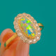 FINE Antique 18ct Gold Opal Diamond Cluster Ring, 1.35ct Opal