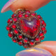 Victorian 9ct Gold Garnet Cabochon Heart Cluster Pendant / Locket