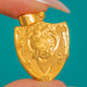 Victorian 9ct Gold Floral Engraved Shield Locket