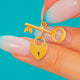 Solid 9ct Gold Heart Padlock & Key Charm