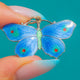 Dainty Powder Blue Silver Enamel Butterfly Pendant, Signed JA & S c.1917