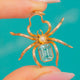 Antique 9ct Gold Zircon Pearl Spider Pendant, 1.30ct