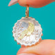 Victorian Aesthetic Silver Round Bird Pendant, 9ct Gold Detailing