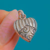 Cute Victorian Silver Embossed Puffy Heart Charm