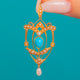 Edwardian 15ct Gold Turquoise Pearl Openwork Shield Pendant