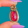 Antique 9ct Gold Foiled Garnet Cabochon Pendant